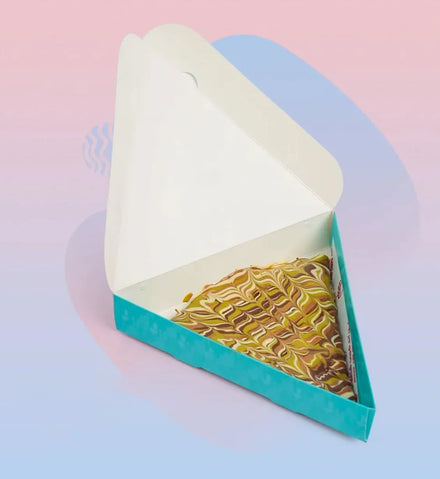 Eco-Friendly Paper Packaging Box for Bakery Cakes Catering Mini Burgers Croissants Triangle Crepe Shape Embossed Design Sushi