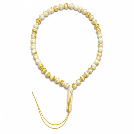 45 Beads Imitate Russian Amber Tasbih Prayer Beads Marbled Pattern Muslim Rosary Oval Beads for Islamic Worship & Eid Gift