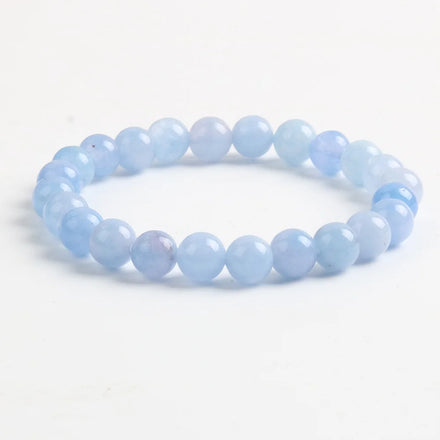 High Quality 8mm Round Natural Stone Aquamarine Bead Bracelet for Gifts and Parties