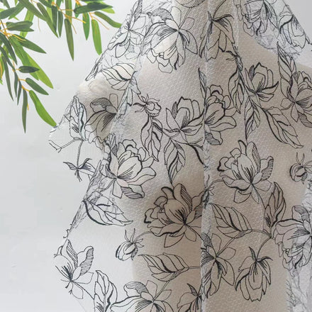 YX817 New Arrivals Tulle Jacquard Embroidery Peony Flowers Design Fabric 100% Polyester Flowers Jacquard Tulle Fabric