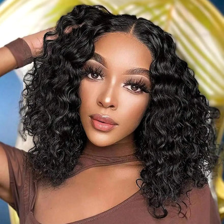 Wholesale Raw Indian Water Wave 13*4 Frontal Lace Wig Baby Hair Transparent Lace Natural Color Cheap 10 Inch Human Hair Bob Wigs