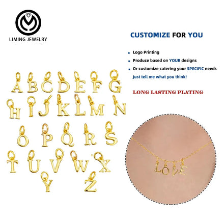 HY-P0041 925 Sterling Silver 26 Letter Niche Mini English Name Diy Fine Jewelry Alphabet Pendant for Necklace Women Ladies