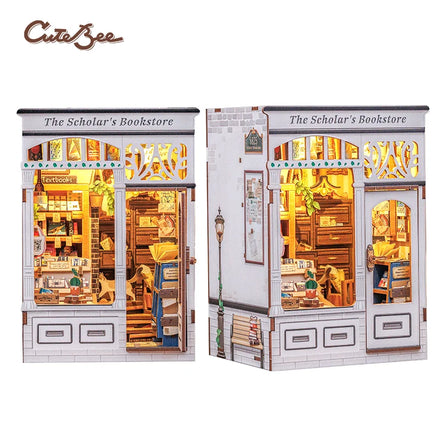 CuteBee 2025 New Style BJAA204 Diy Book Nook Kit 3d Wooden Puzzle Miniature House Kit Book Nook Miniature Craft Kits for Adults