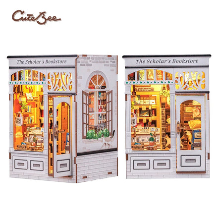CuteBee Hot Sale BJAA204 3d Book Nook 3d Wooden Puzzle Miniature House Kit Book Nook 3d Puzzle Diy Craft Kit Diy Book Nook Kit