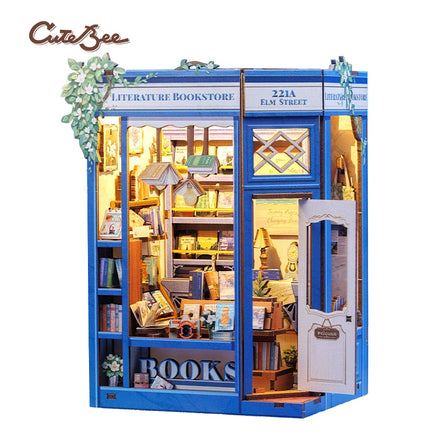CuteBee 2025 New Product BJAA203 Wooden Book Nook Diy Craft Kit Miniature House Kit Diy Book Nook Kit 3d Puzzles for Adults