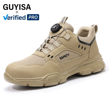 GUYISA New Style Work Boots Anti-Puncture Safety Shoes with Steel Insole Functional Microfiber Upper Material for Hiking