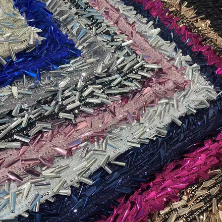 YX827 400gsm Three-Dimensional Glitter Metallic Tube Sequin 3mm Sequins Fabric Stretch Mesh Sequin Fabric for Skirt Bags