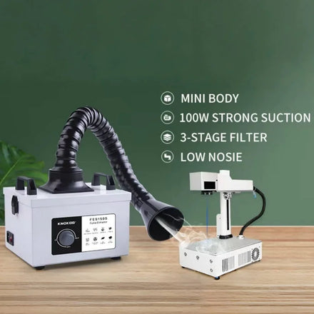 KNOKOO FES150S 100W Desktop Fume Extractor 2-Stage Filter for Laser Soldering Electronics Workshop Portable Smoke Absorber