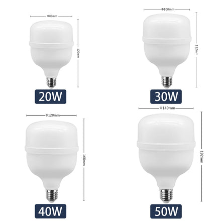 Modern Design LED T Light T80/T100/T120/T140 20W-50W 100LM/W IC Driver AC100-240V E27 IP20 Plastic Body Lamp for Warehouse Use
