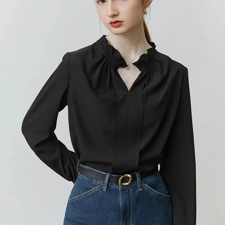 Spring and Autumn New Style Interior with Western-style Long Sleeved Base Shirt