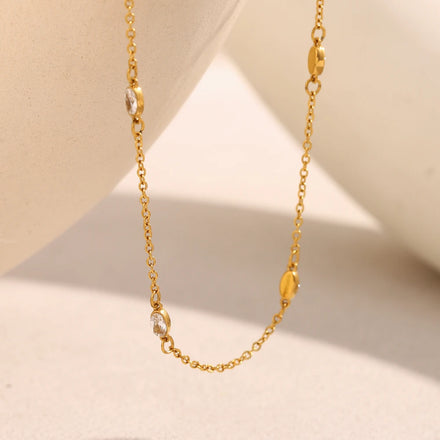 Dreamshow Dainty Zircon Jewelry Chain Necklace Gold Plated Necklace Tarnish Free Stainless Steel Jewelry