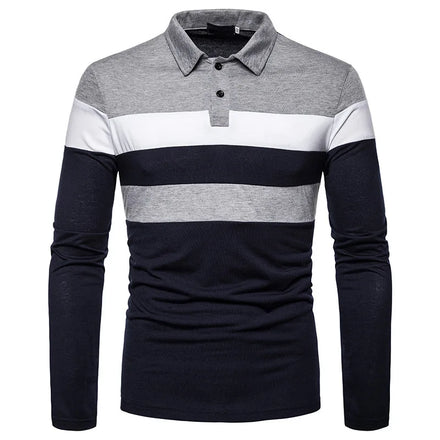 Oem Customized logo Design Men's Long-sleeved POLO Shirt Color Splicing T Shirt Cross Border Tshirt