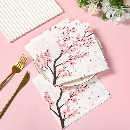 16pcs Cherry Blossoms Theme Napkins Paper Tissue Decorative Party Napkins for Birthday Home Restaurant Decoration New Arrival