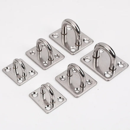 Customizable 304 Stainless Steel Square Door Buckle Ring Polished Fixed Buckle Marine Eye Plate Sunshade Sail Accessories for
