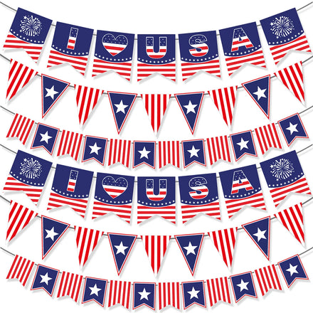 2025 New American Independence Day Flag USA Five Pointed Star Decal Home Courtyard Party Decoration I LOVE USA Flag Banner
