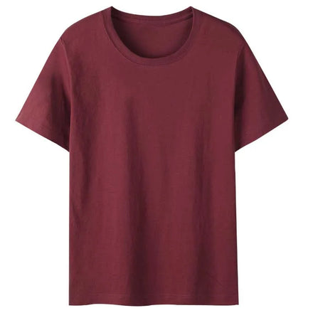 OEM Custom Logo Printed Embroidery 200g Solid Color Combed Cotton Short Sleeve Casual Versatile Thick Short Sleeve T-shirt