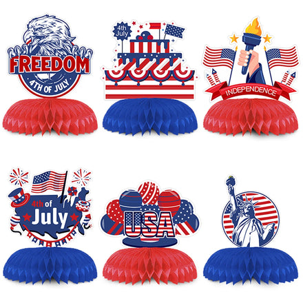 3-piece American Independence Day Themed Party Desktop Decoration National Day 4th of July Patriotic Honeycomb Ball Ornament Set