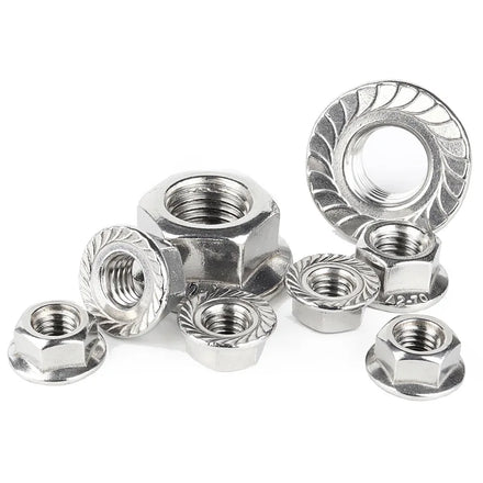 304/201/316 Titanium Stainless Steel Flange Nut Hexagon Pad Anti-Loosening Anti-Slip Screw Cap Sizes M3M4M5M6M8M10 Zinc Plated