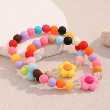Dreamshow Acrylic Flower Beaded Bracelets Colorful Fashion Bracelets Summer Women Jewelry