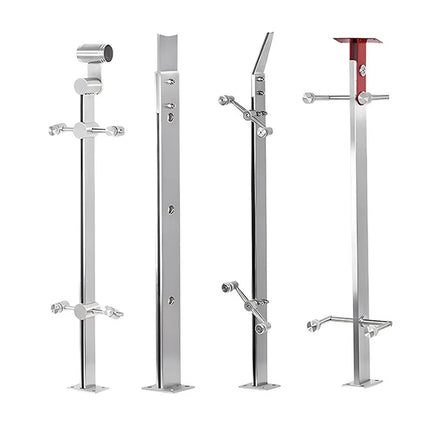 Single Blade 304 Stainless Steel Column Polished for Engineering Flat Steel Hanging Glass Balcony Shopping Mall Railing Carton