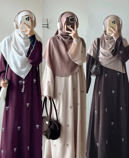 2025 EID New Nida Embroidery Modest Dubai Abaya Elegant Closed Robe for Women Open Abayas for Summer Islamic Clothing