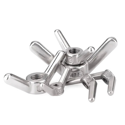 M3 Thread Long Ear Butterfly Screw Cap 304 Stainless Steel with Horn Nut & Ingot Nut M6-24 Hand-Tightened Galvanized Finish