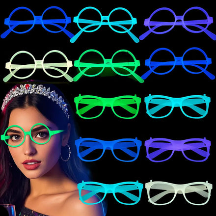 Fluorescent Themed Party Decoration Neon Colored Glasses bar Dance Party Funny Night Light Glowing Color Changing Glasses Frame