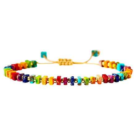 Colorful Square Bead Bracelet for Women Fashion Adjustable Imperial Jasper Beaded Jewelry