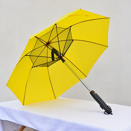 Premium Fan Cooling Umbrella -Rechargeable Misting Fan Adjustable Spray & Maximum Sun-Shading for Golf Courses & Outdoor Rounds