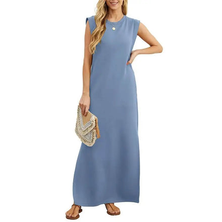 Summer New Arrival Women's Dress Solid Color Belted Waist Tie-Up Short Sleeve Dress Loose Fit Slimming Short Dress