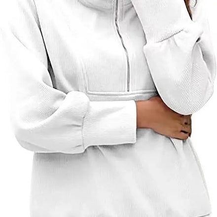 Women's Oversized Half-Zip Stand Collar Drop Shoulder Sweatshirt - Fall/Winter Bestseller