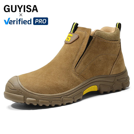 GUYISA New Fashion Welder Series Upper Faux Suede European Standard Steel Toe Safety Shoes with Rubber Sole