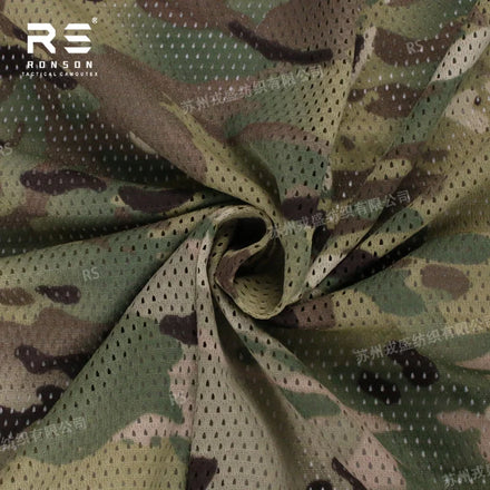 120gsm Light Weight Polyester Disperse Camouflage Printed Mesh Fabric Infrared Treated for Outdoor Tactical Use for Girls
