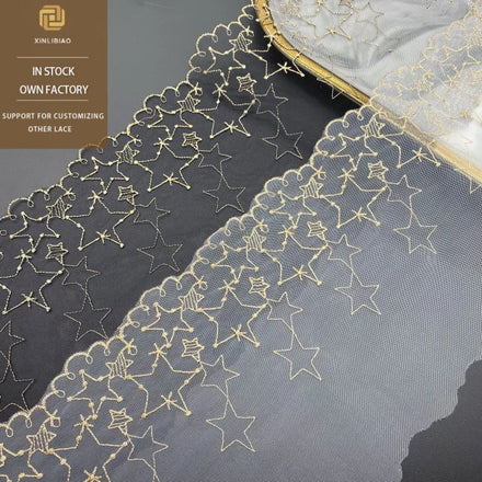 Versatile New Golden Lace Star Embroidery Accessories Elegant Home and Clothing Decor Fashionable Star Lace Starry