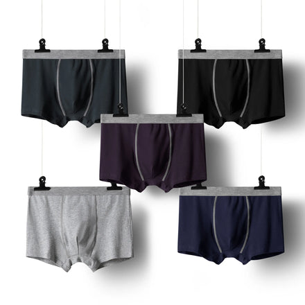 Customized Blue Cotton Boxershorts for Men Solid Color Classic Style Briefs with Embroidered Logo Plus Size ODM Supply