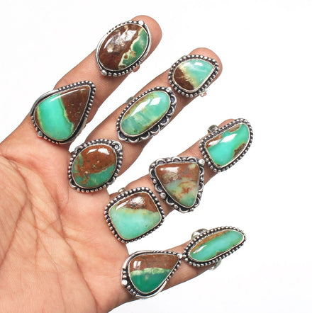 New Design Healing Crystal Ring Adjustable Size Chrysoprase Crystal Stone Bezel Setting Handmade Statement Rings Fashion Jewelry