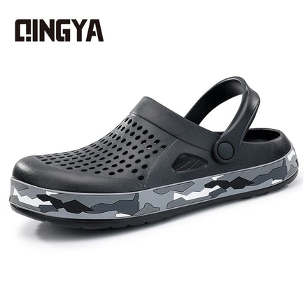 GUYISA Men's Chef Shoes EVA Upper Non-Slip SRC Black Rubber Outsole Slipper with Heel