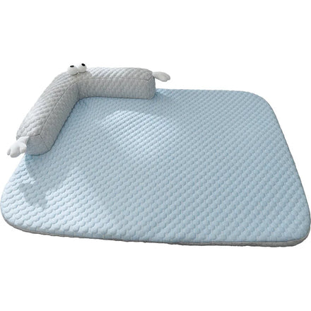 Eco-friendly Blue Dog Cat Bed Sofa Solid Pattern Rectangle Cooling Mat for Spring Summer Cool Cushion for Pets