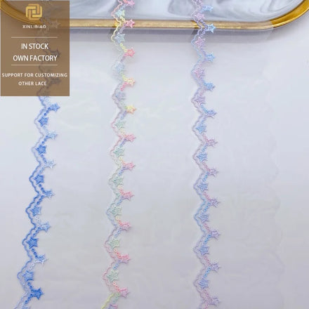 Mesh Lace Embroidery Fabric Water-Soluble 100% Polyester Customizable Color for Home Decor & Clothing Accessories