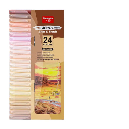 Guangna GN5602F 12/24 Skin Colour Set Brush Tip Acrylic Color Marker Pens Art Supplies Markers Pen Set