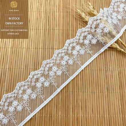 Fashionable Water-Soluble Double Barcode Polyester Filament Lace Home Fabric Accessories with Embroidery for Shoes for Clothing