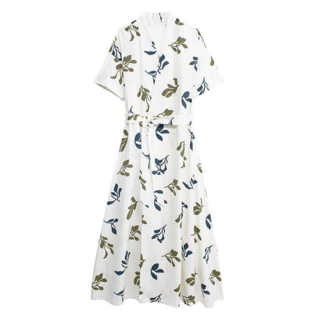 Summer New Women's Fashion Stylish Elegant Print Poplin Long Dress