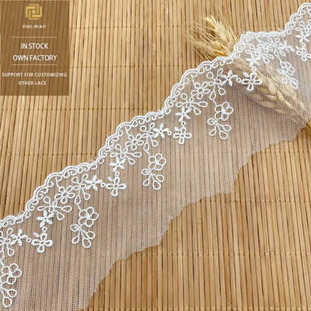 New Design Mesh Lace Trimmed Home Textile Dress with Multiple Color Thin Mesh Lace Trimmings for the Lace Edges.