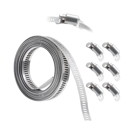 9.85FT DIY Perforated Metal Hose Clamp Band 6 Fasteners 304 Stainless Steel Large Adjustable Worm Gear Band Clamps Zinc Pipe