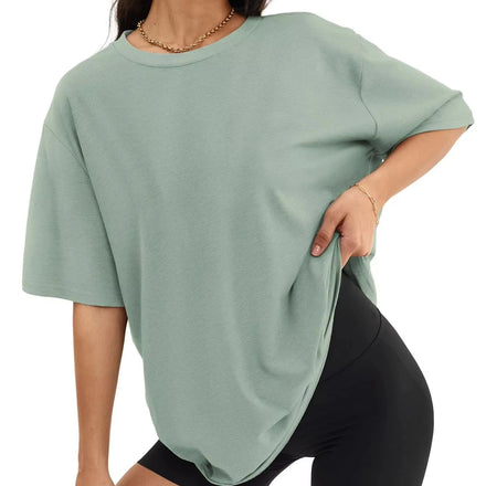 Fashionable Short-Sleeve T-Shirt with Oil Painting Print DrawstringVersatile Standalone Top for Women