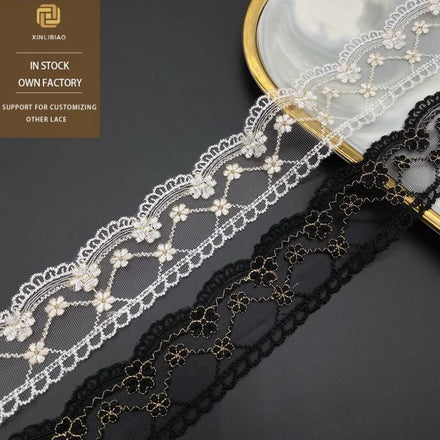 Platinum Polyester Filament Mesh Lace Clothing Home Fabric Accessories Embroidery Water-soluble Polyester-gloss Barcode Lace