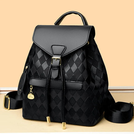 Women's 2025 New Style Plaid Geometric Print Backpack Casual PU Lining Bag for Work and Travel Foldable Portable Daily Use/