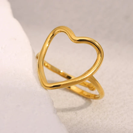 Dreamshow Hollow Heart Ring Fashion Stainless Steel Jewelry for Women Rings Non Tarnish Sold Plated Jewelry