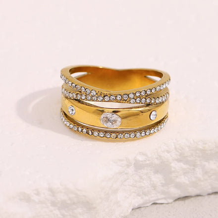 Dreamshow Vintage Zircon Jewelry Multi-layered Gold Plated Stainless Steel Jewelry Waterproof Tarnish Free Jewelry