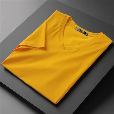 OEM custom logo embroidery printed design solid color men's short-sleeved T-shirt V-neck summer half-sleeve T-shirt